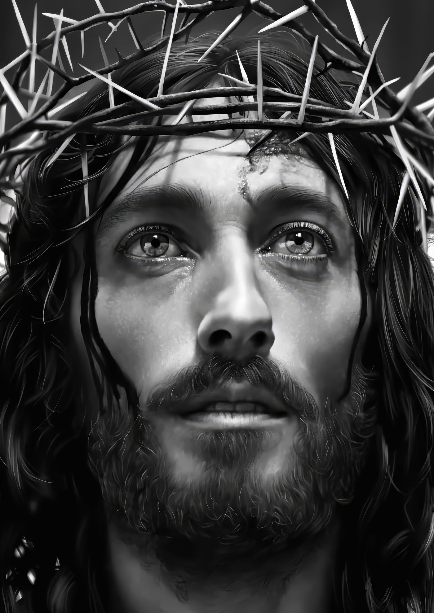 Cuadro de Jesucristo blanco y negro