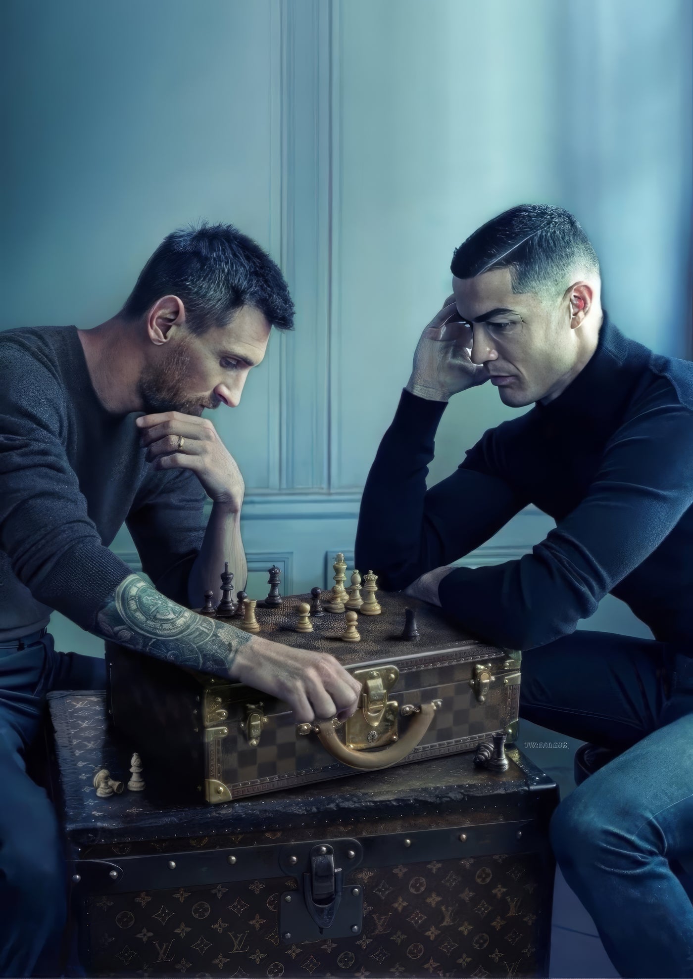 Cuadro de Messi y Ronaldo
