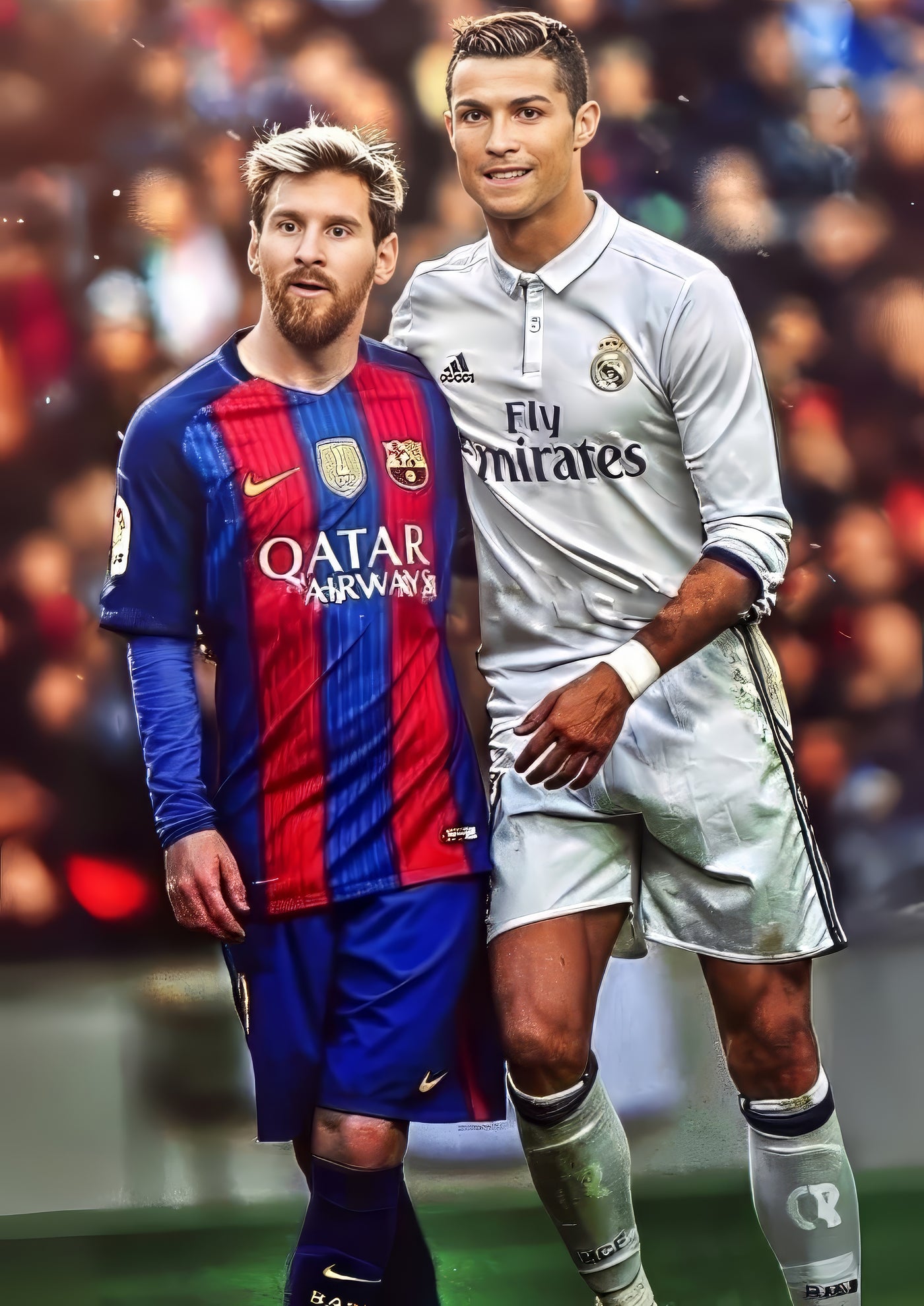 Cuadro de Lionel Messi y Cristiano Ronaldo