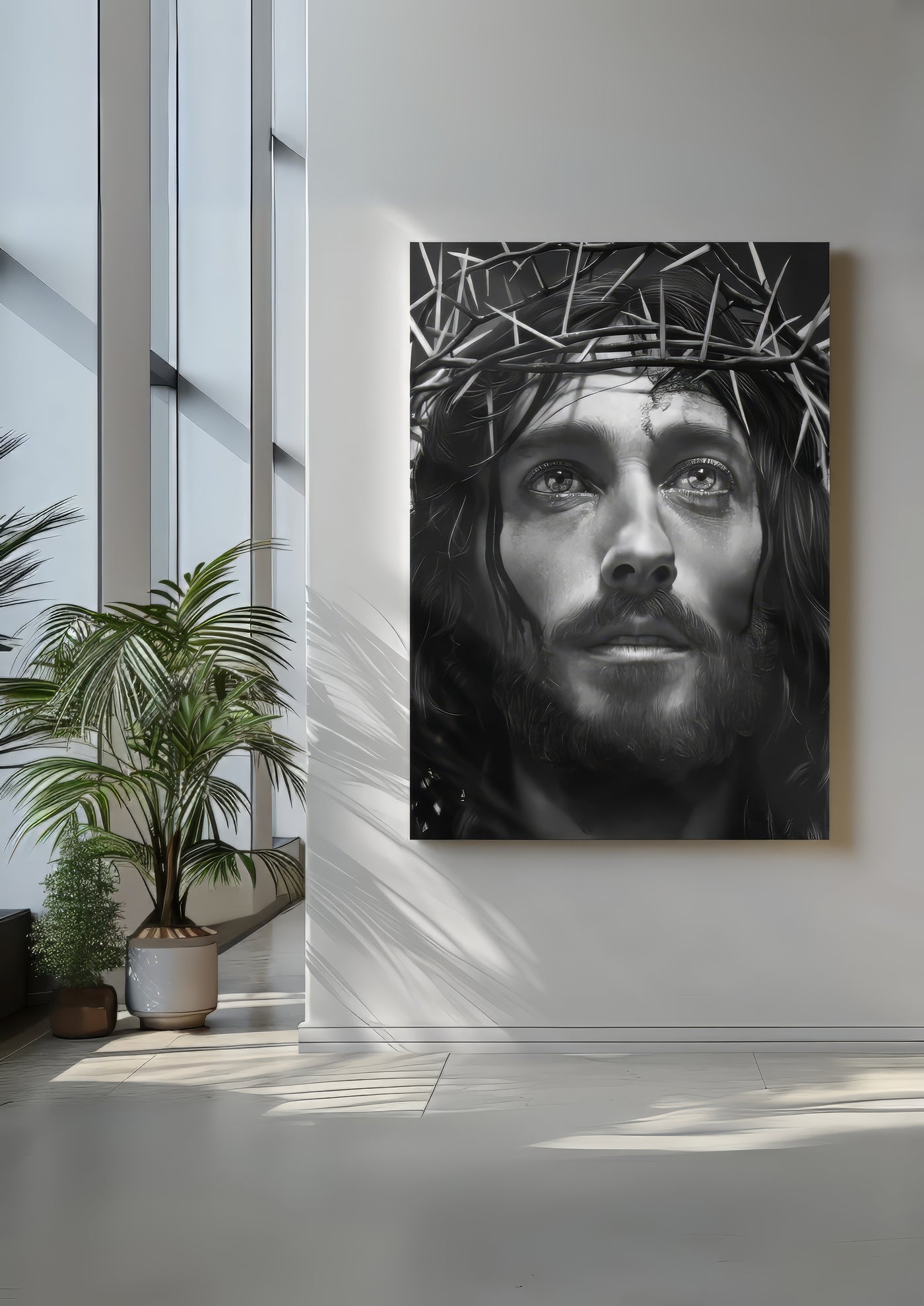 Cuadro de Jesucristo blanco y negro