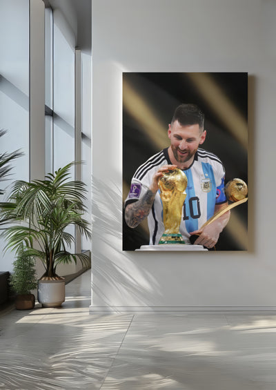 Cuadro de Lionel Messi campeón