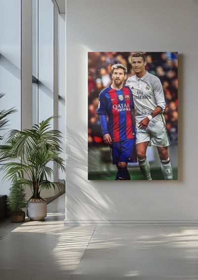 Cuadro de Lionel Messi y Cristiano Ronaldo