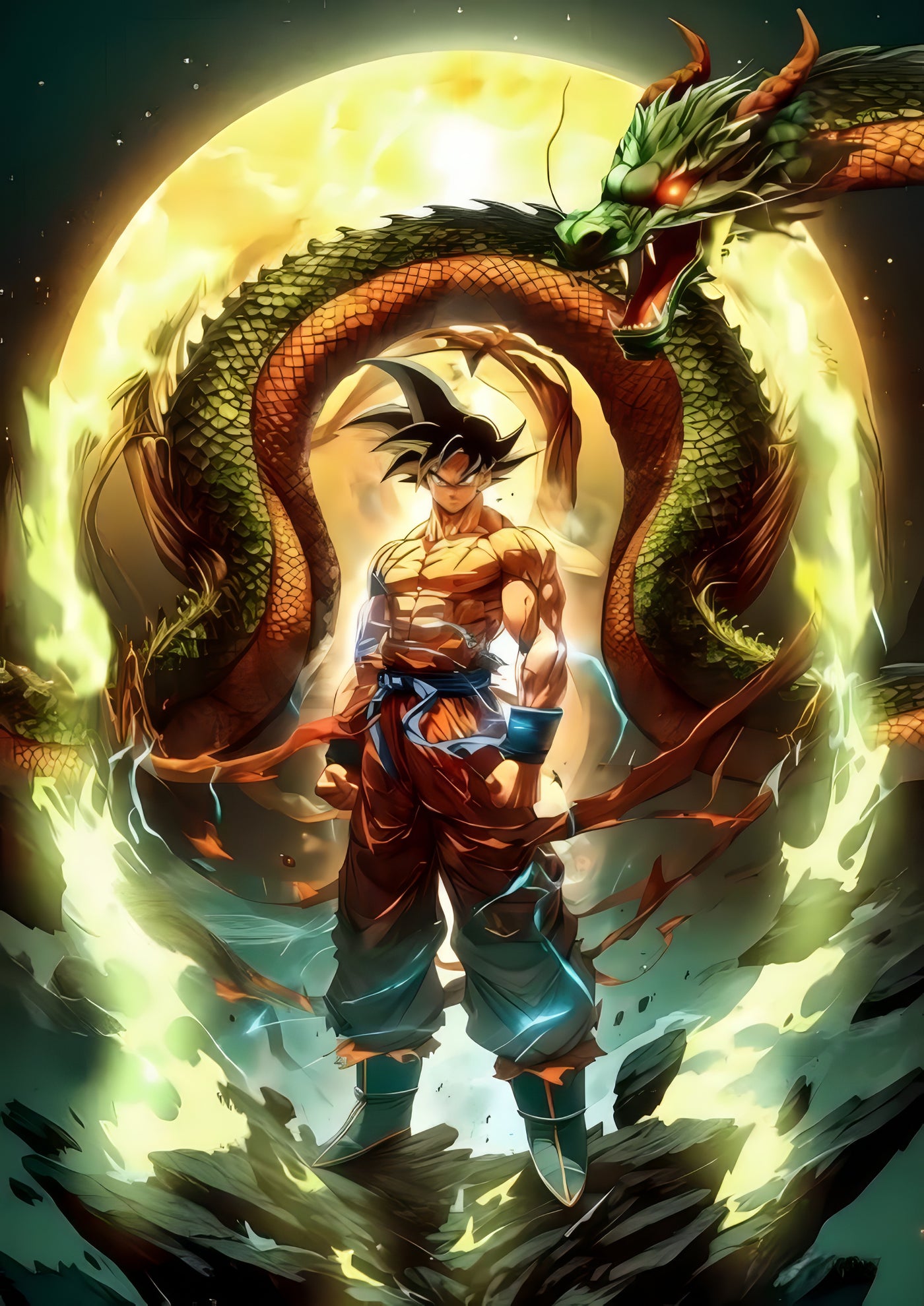 Cuadro de goku y shein long